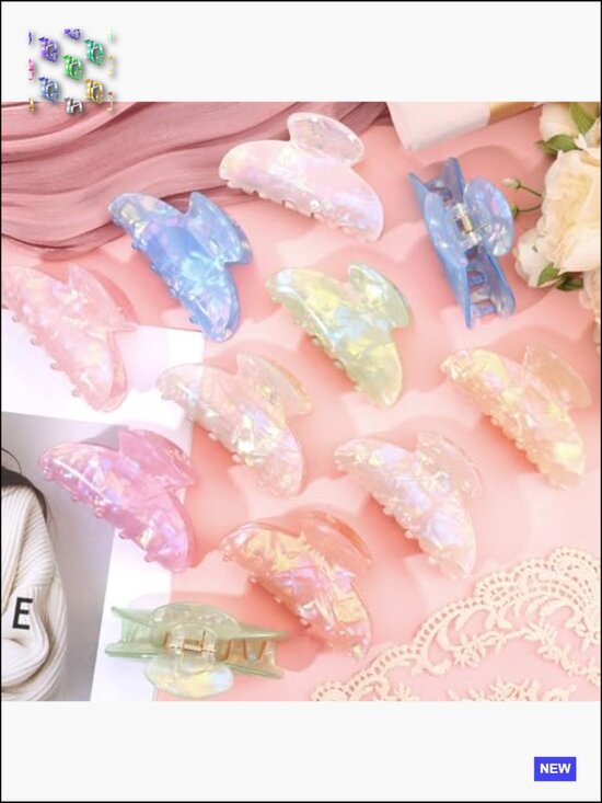 8 Acrylic Hair Claw Clips Bulk Non-Slip Large Jaw Clamps for Thick Thin Hair